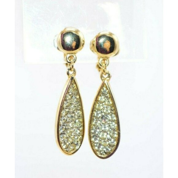 Crown Trifari Clear Pave Rhinestone Gold Tone Dang - Picture 1 of 5